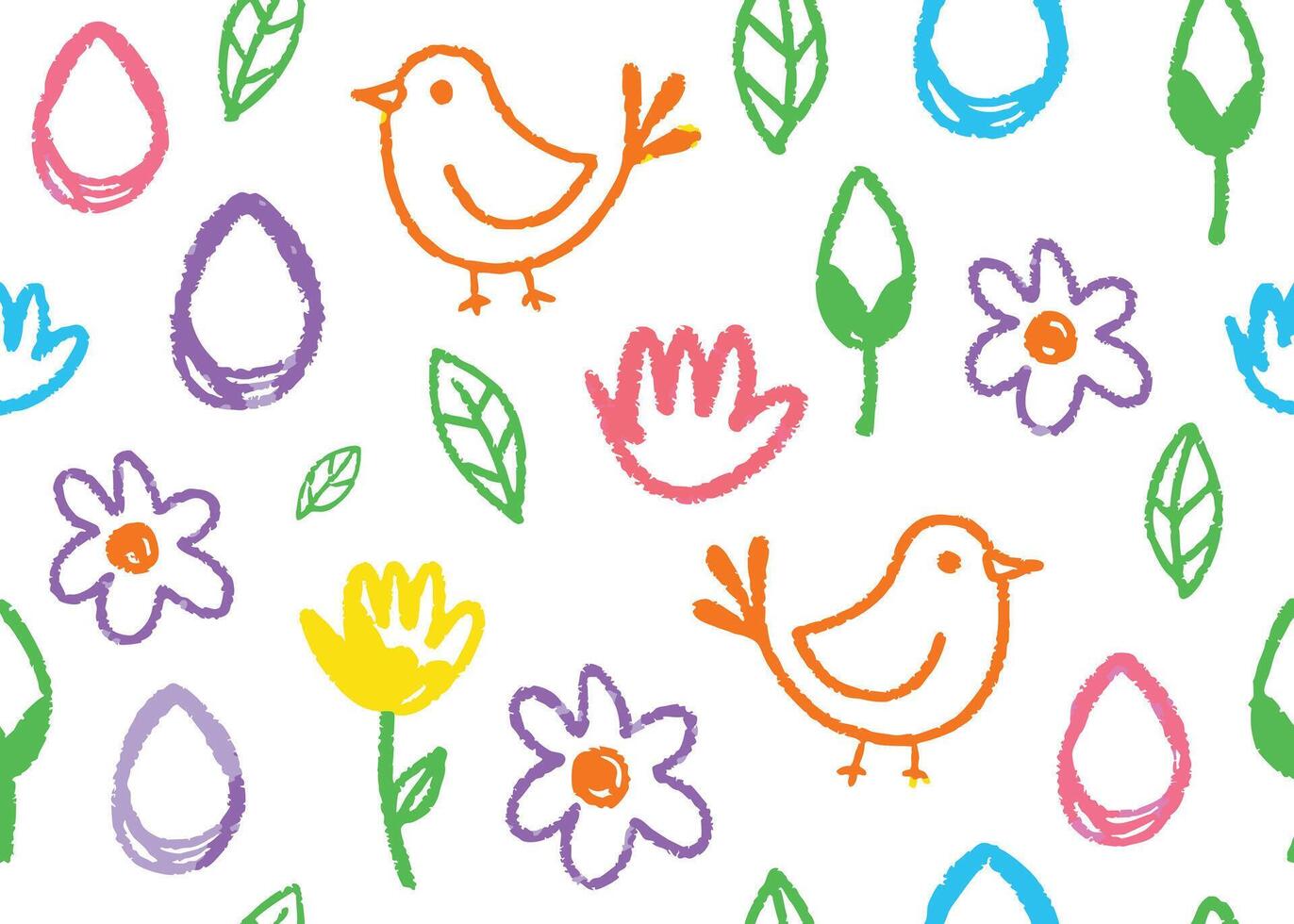 Colorful set of hand drawn flower,bird,leaf vector