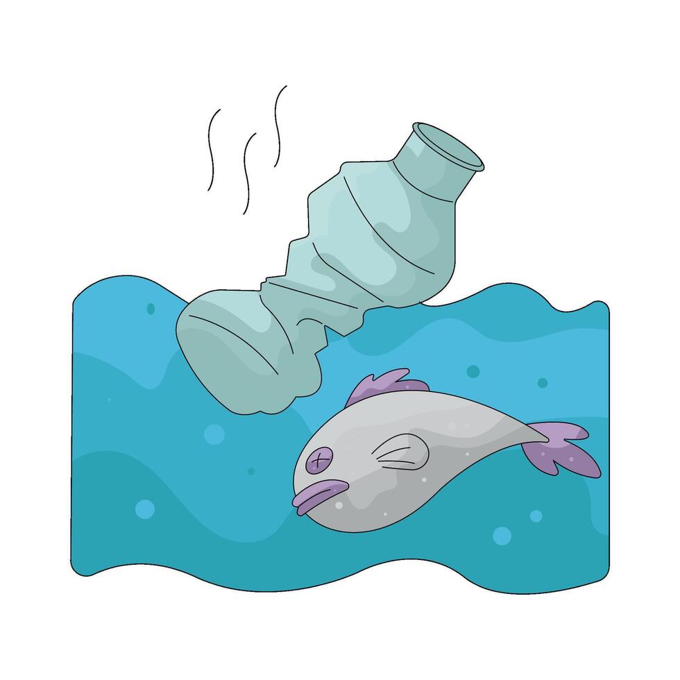 water pollution with plastic bottle vector