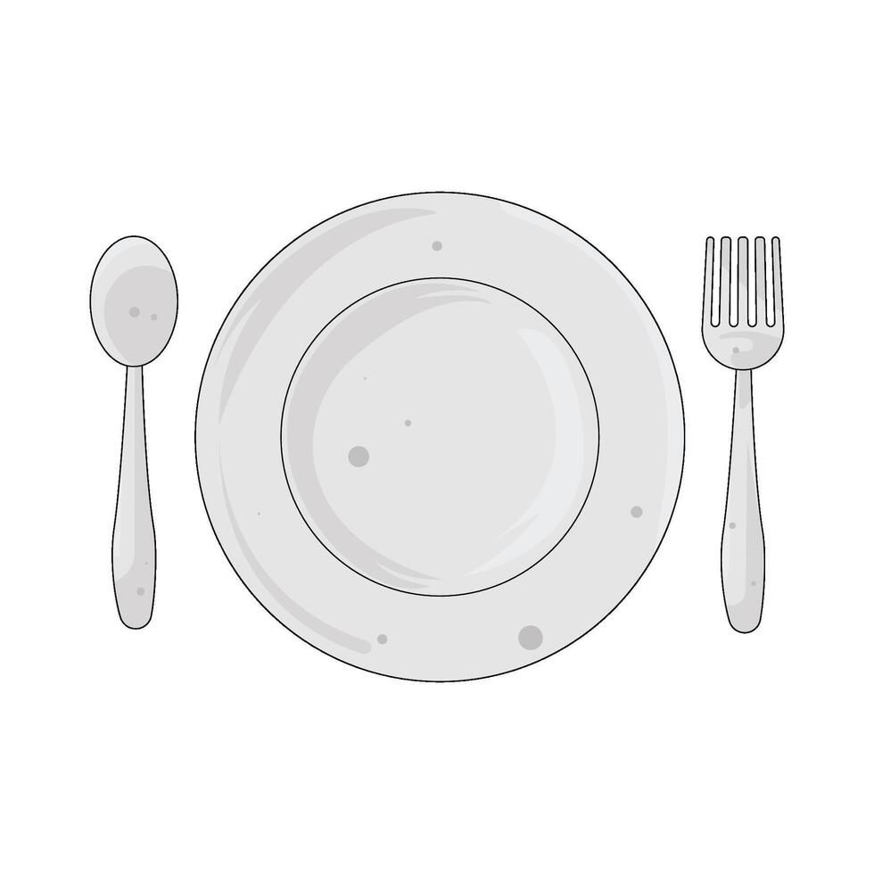 Plate with Spoon and Fork vector