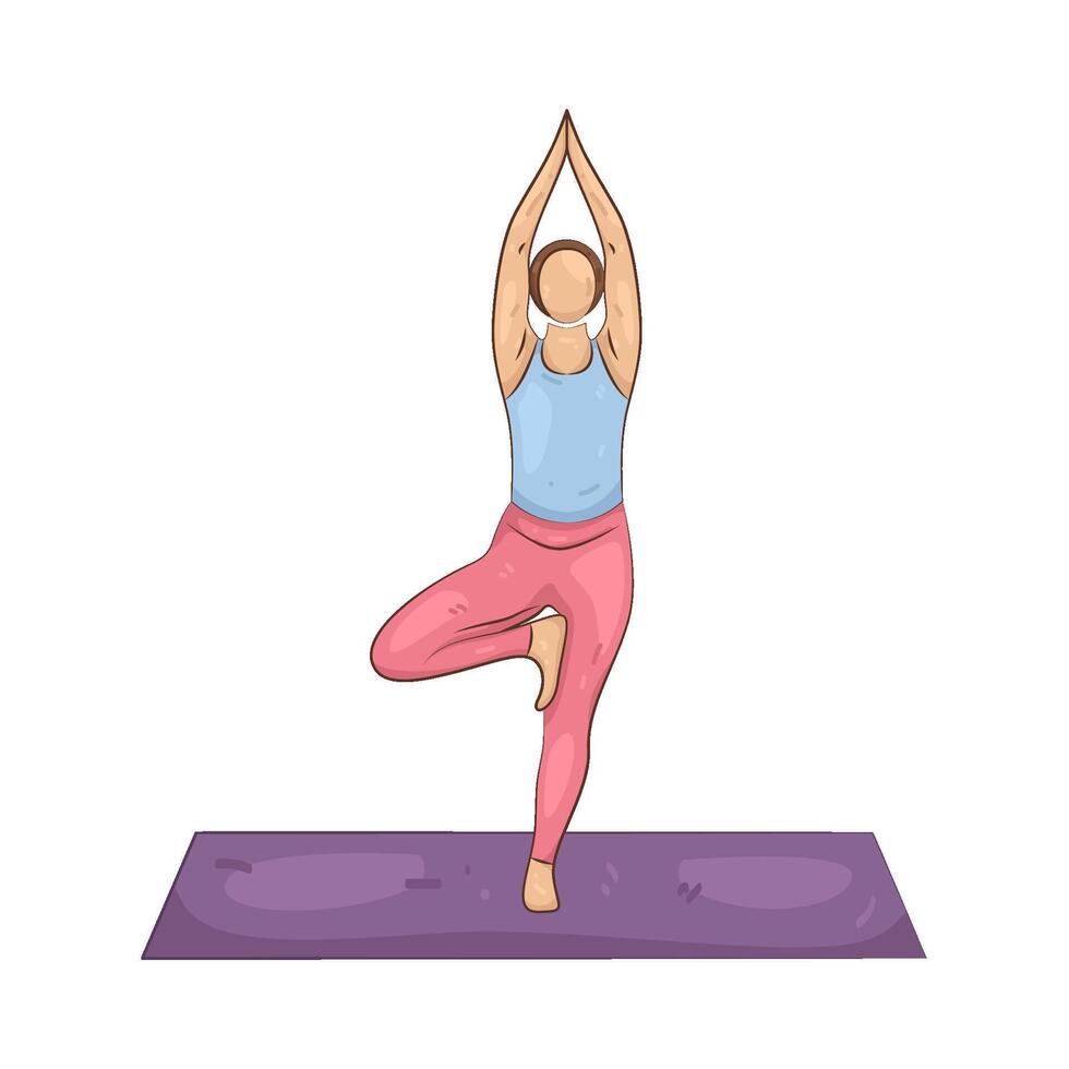Woman in Tree Yoga Pose vector