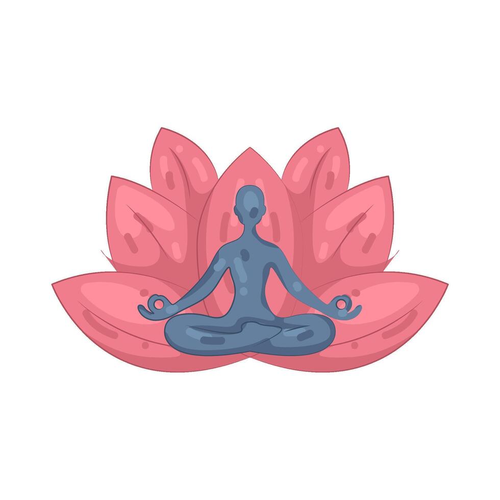 Person Meditating in Lotus Position on Lotus Flower vector