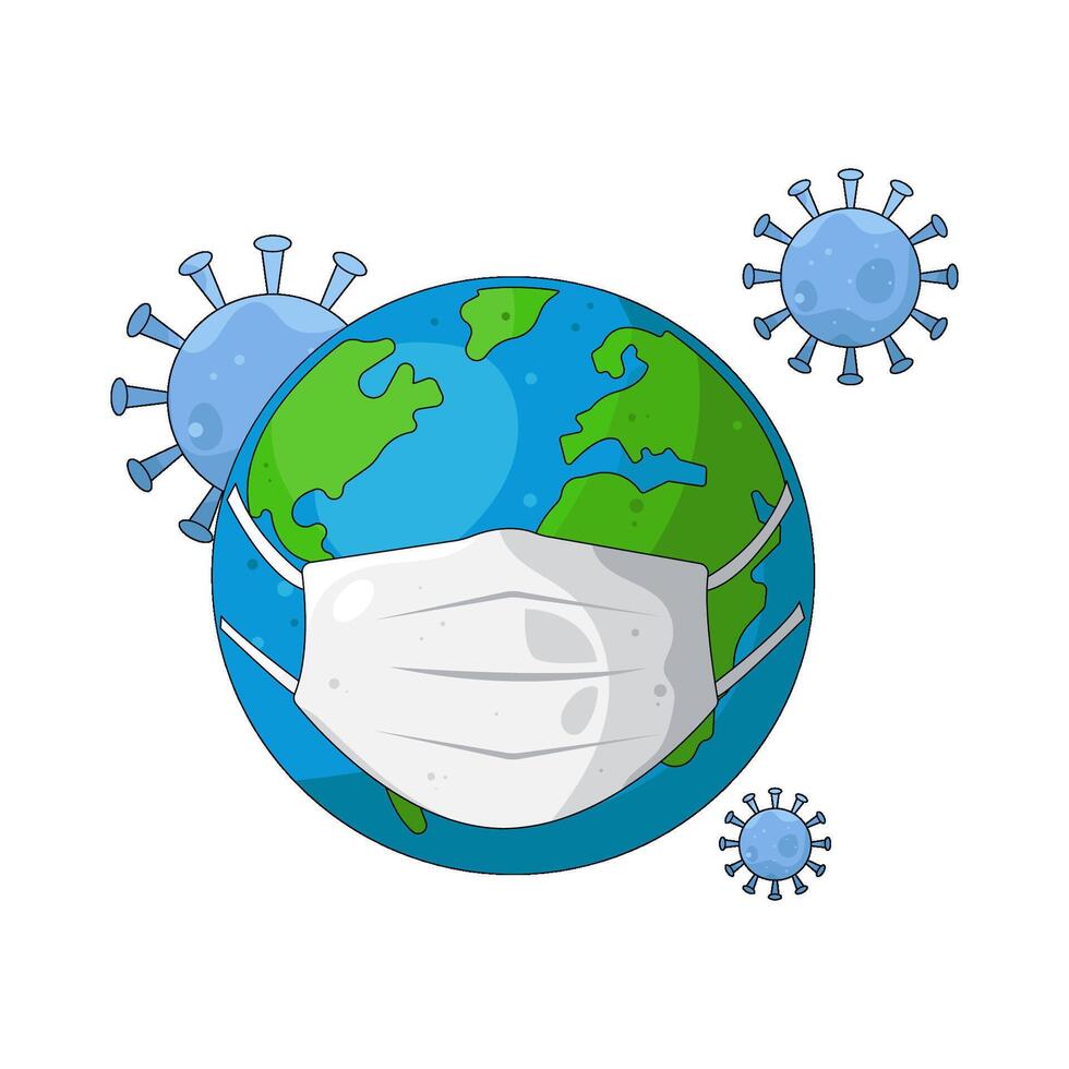Earth Wearing Mask with Coronavirus vector