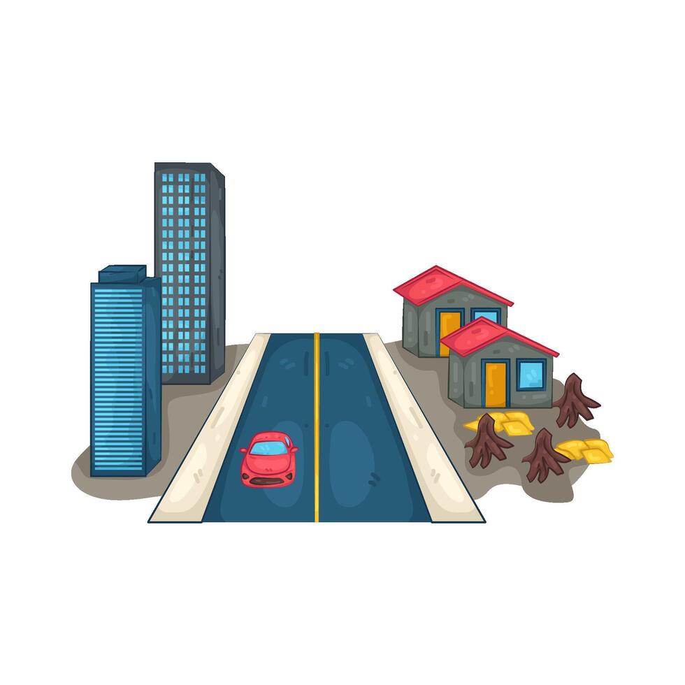 Cityscape with Buildings and Houses vector
