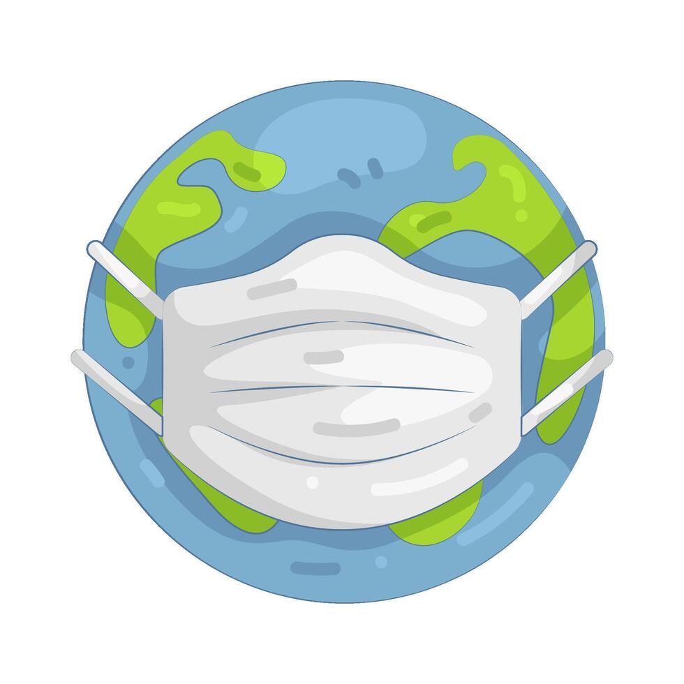 Earth Globe Wearing Medical Mask vector