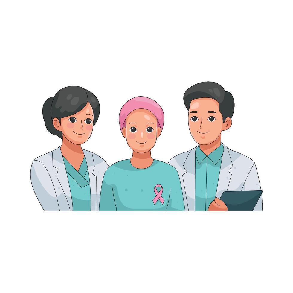 Doctors encourage breast cancer patients vector