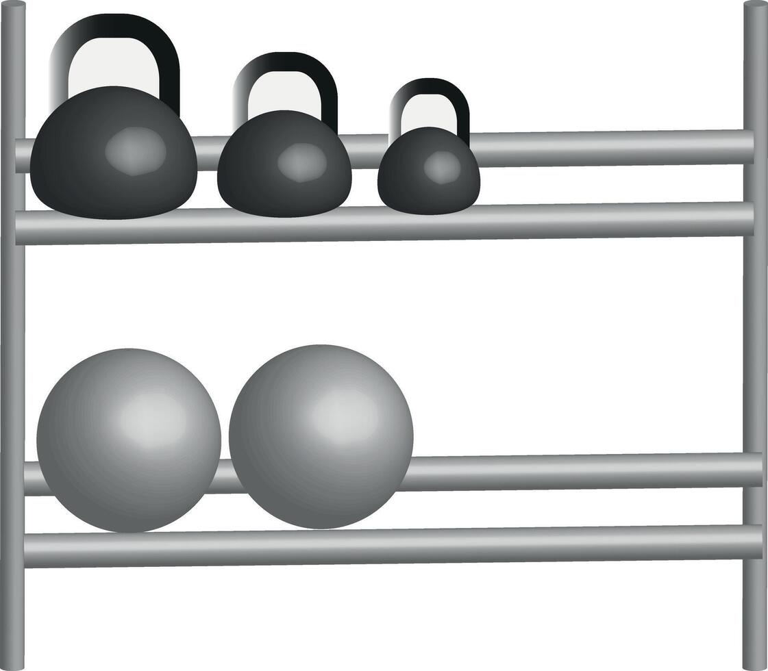 A rack with two weights and two dumbbells vector