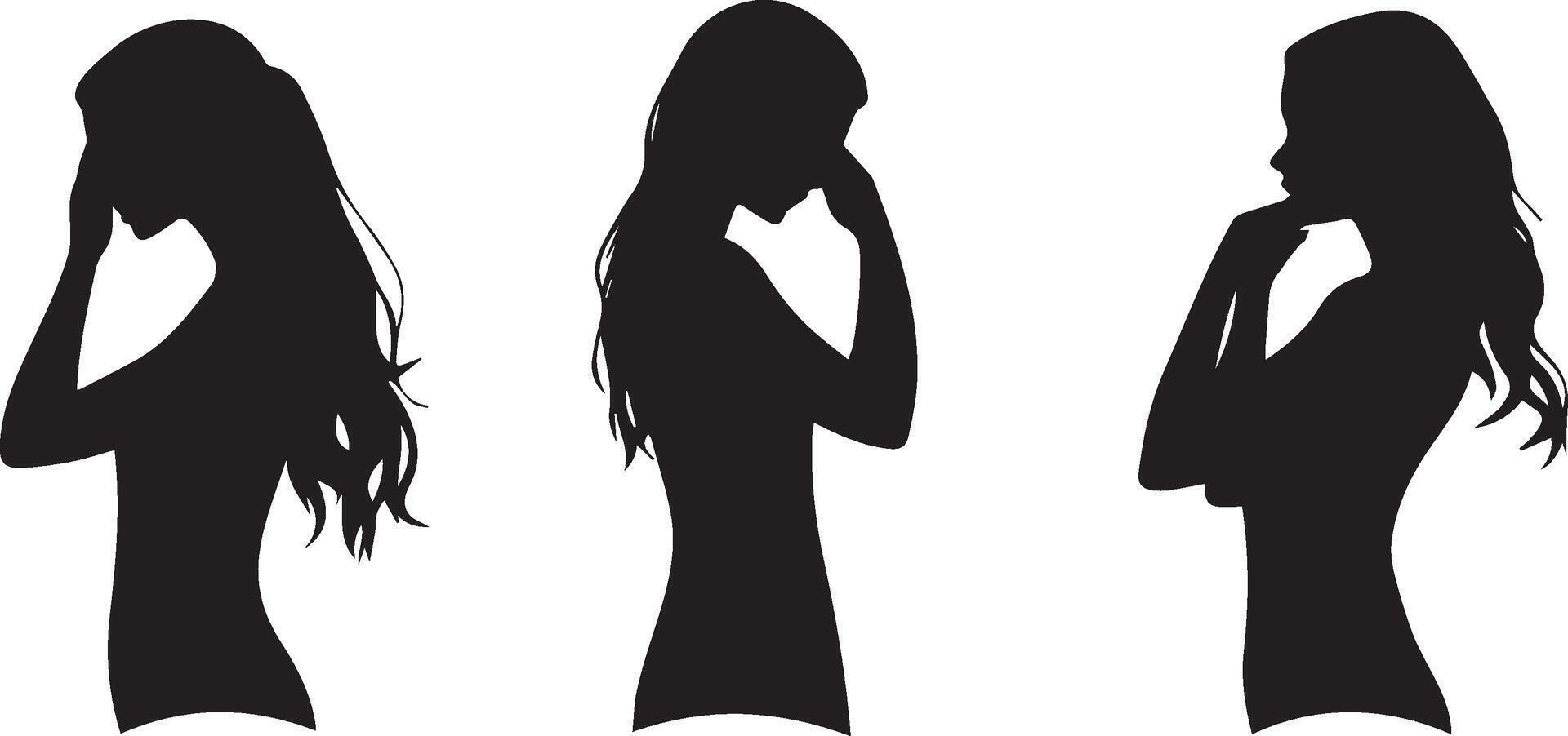 Woman Silhouettes Elegant Black and White Female Poses vector