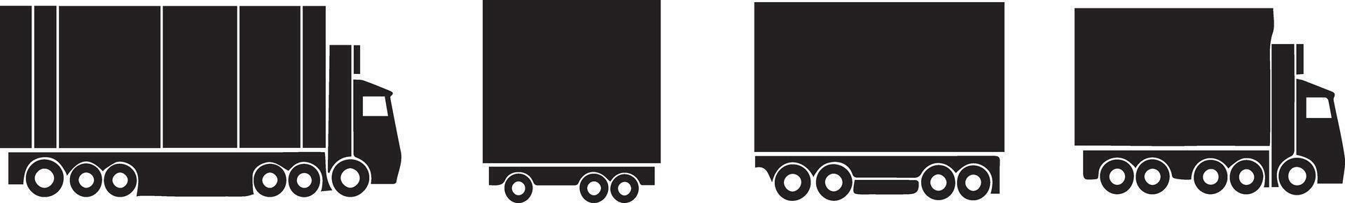 Truck Icons Silhouettes of Delivery Vehicles for Logistics vector