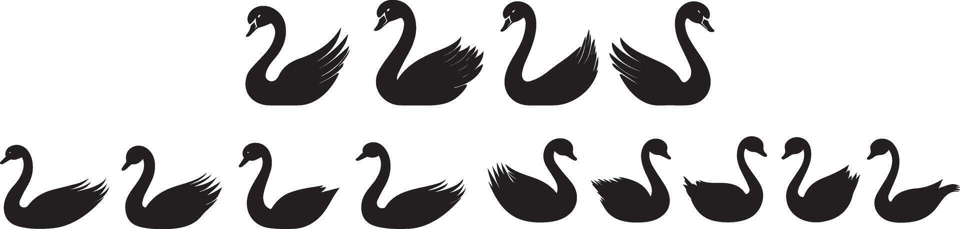 Elegant Black Swan Silhouettes A Collection of Bird Art Prints vector