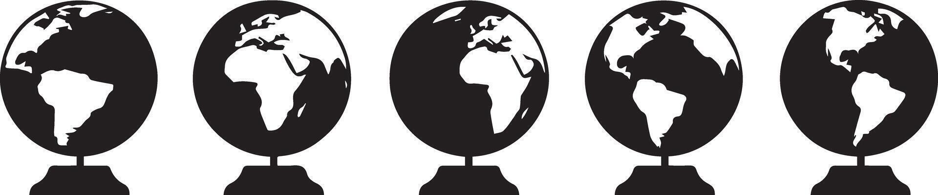 Five Globe Icons Versatile Earth Graphics for Websites and Designs vector