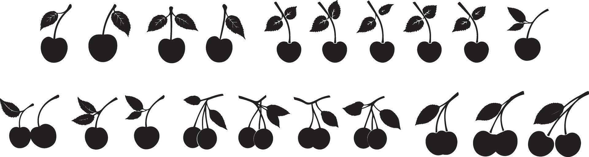 Collection of Cherry Silhouettes Perfect for Design Projects vector