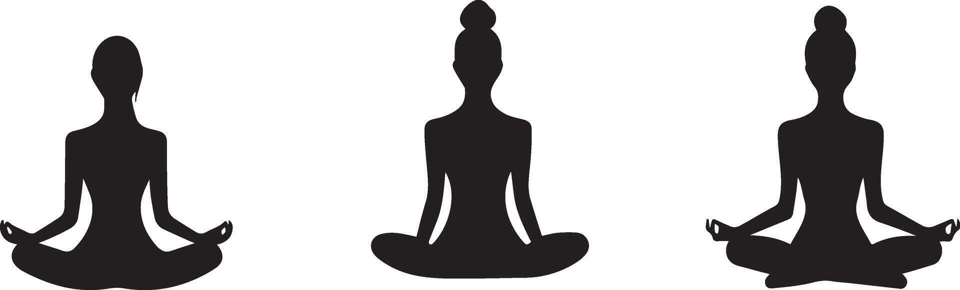Yoga Poses Three Silhouettes of Women in Meditation Perfect for Wellness Websites and Meditation Apps vector