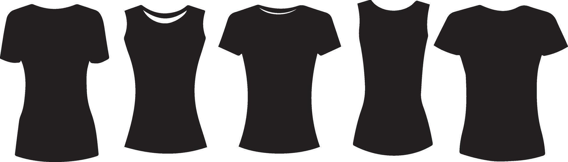 Womens TShirt Templates Designs Silhouettes vector