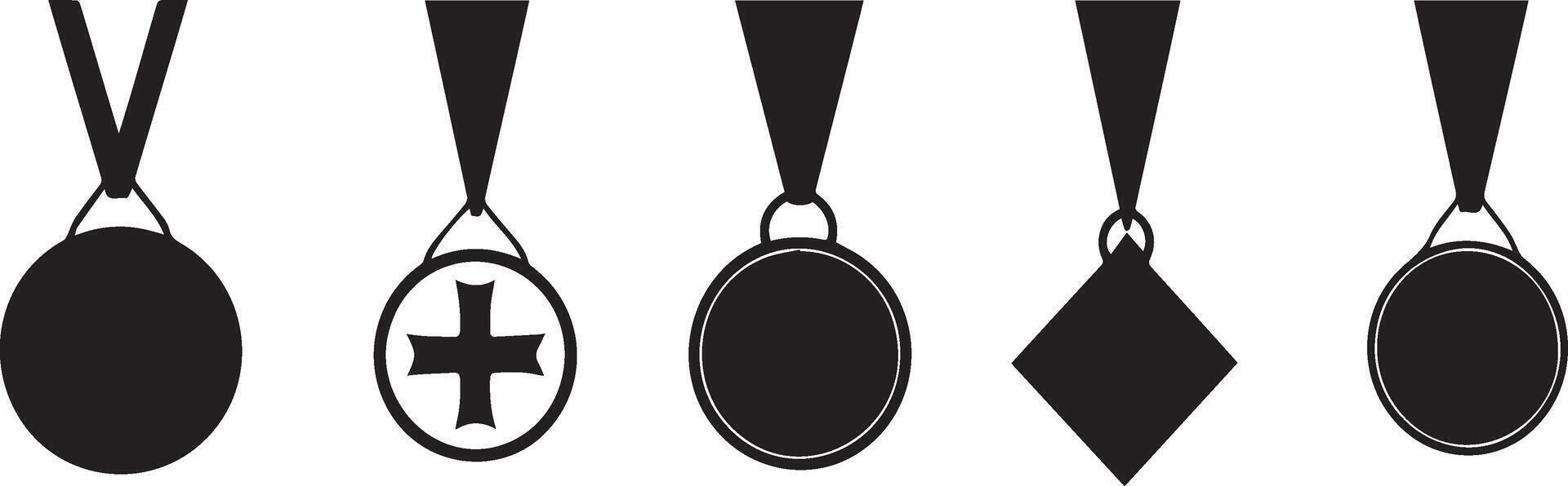 Award Medals Icons Set for Achievement Recognition and Victory vector