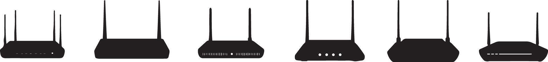 Wireless Router Icons A Collection of Different Router Silhouettes vector