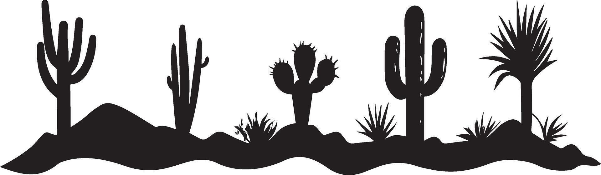 Desert Cactus Silhouette Southwestern Landscape Graphics vector