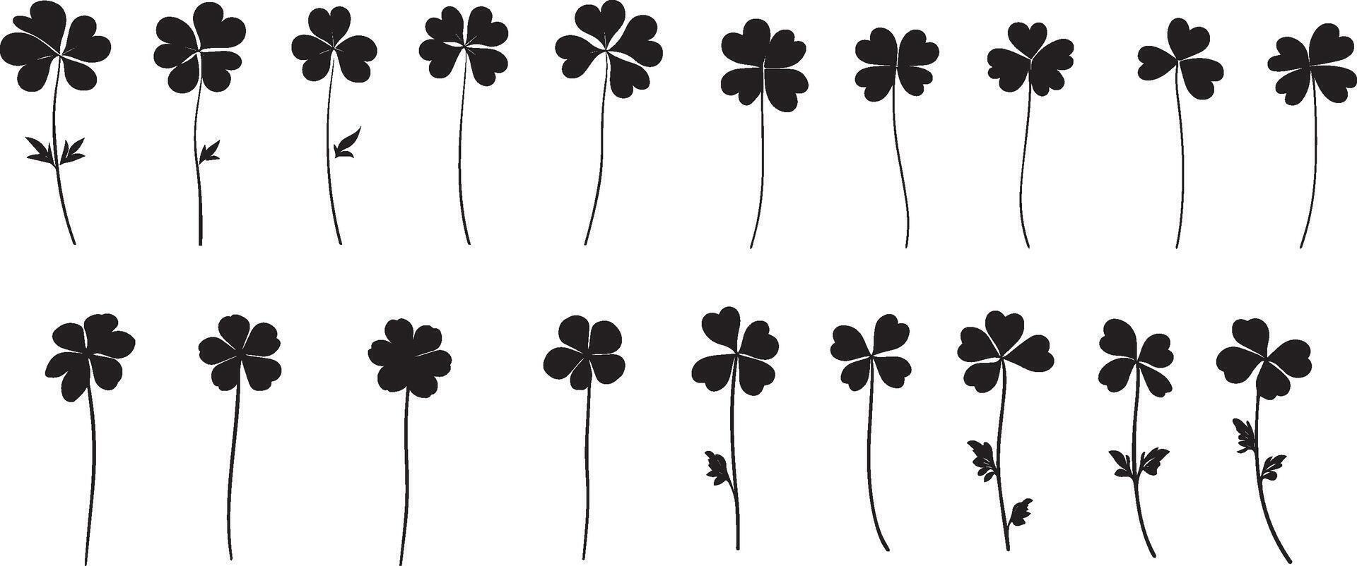 Collection of Black Clover Silhouettes Botanical Graphics vector