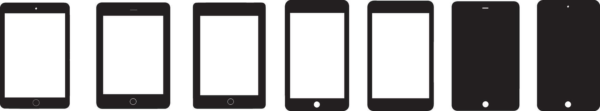 Collection of Mobile Phone and Tablet Icons Versatile Device Silhouettes for App Design and Web Development vector