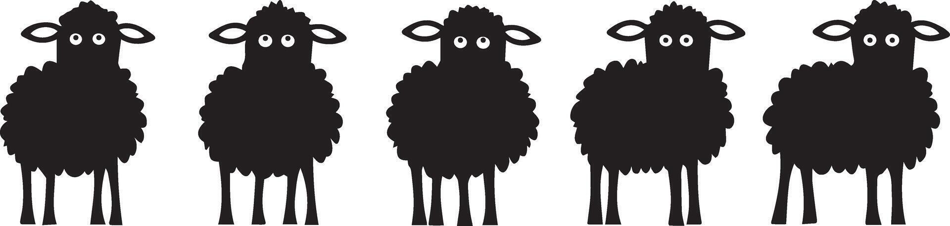 Five Black Sheep Silhouettes A Simple Elegant Design vector