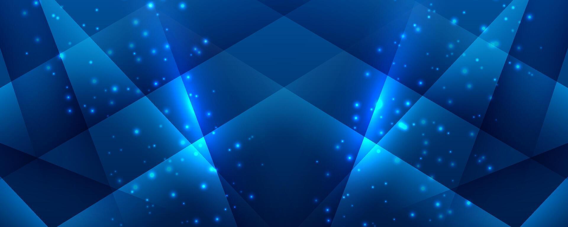 Blue geometric background with sparkling lights vector