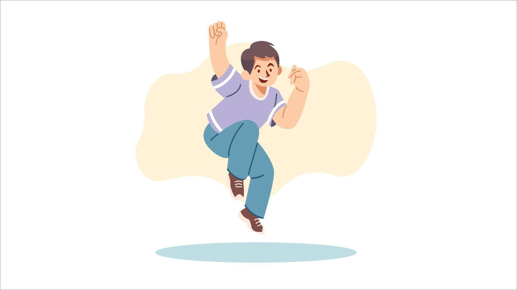 Happy boy jumping in excitement vector
