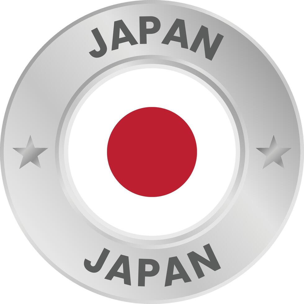 Japan flag design in silver circle vector