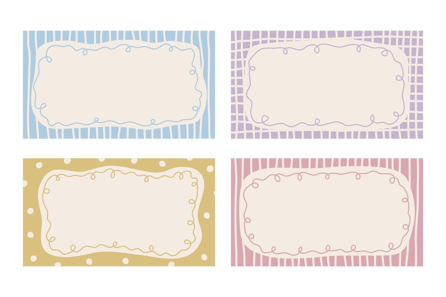 Cottagecore Sketch Frame Backgrounds Set vector