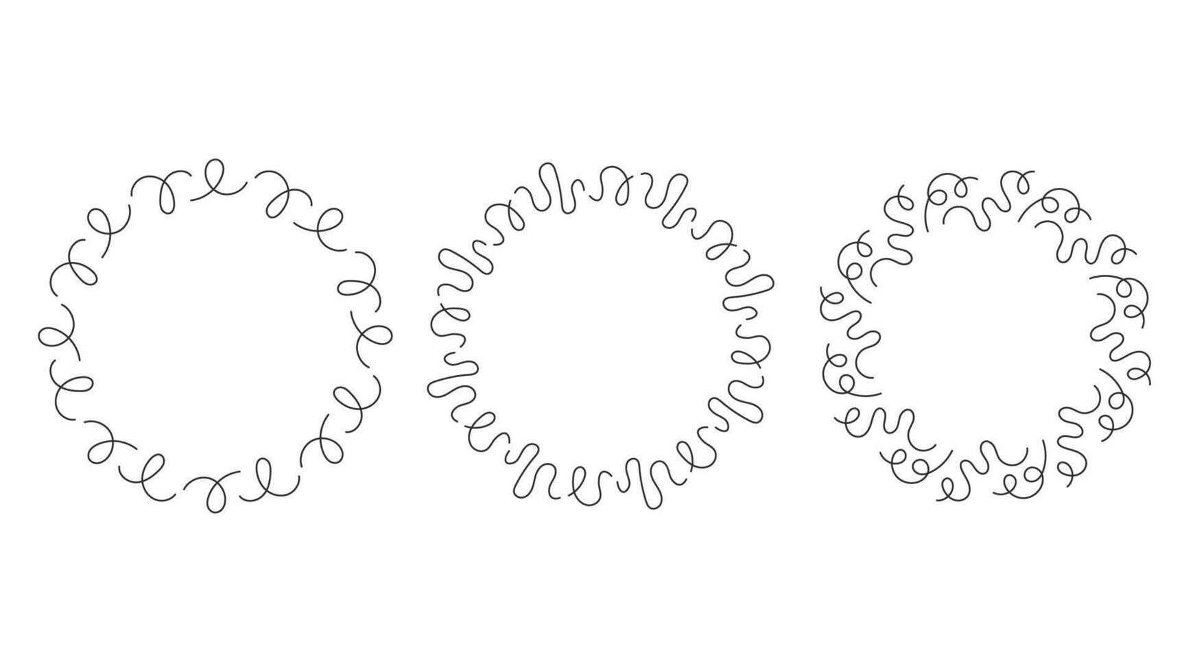 Squiggly Line Circle Frames Set vector