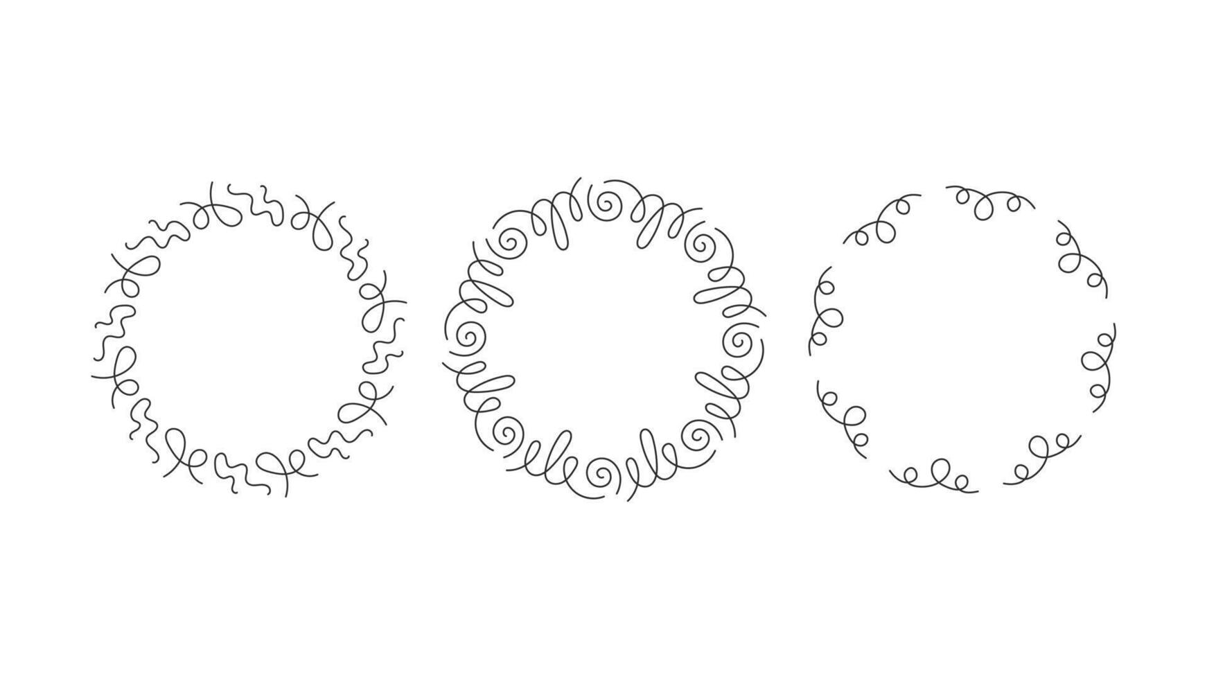 Elegant Curly Circle Frame Set vector