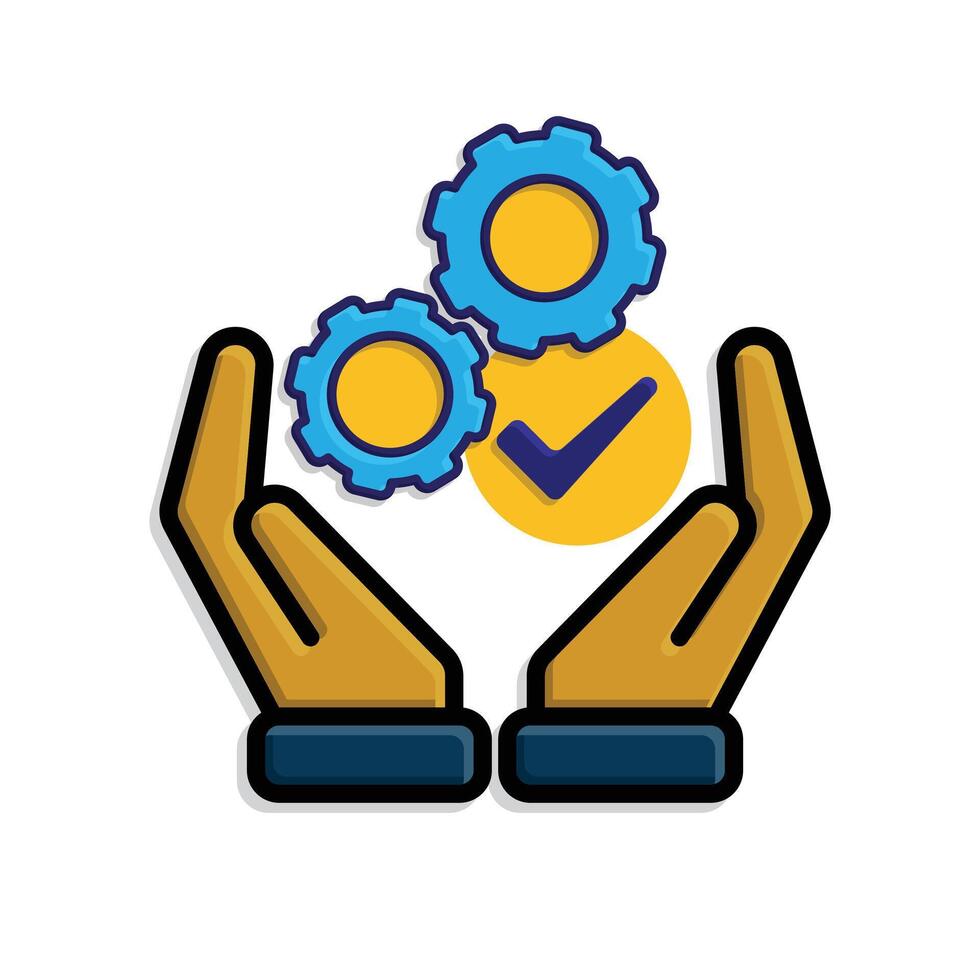 ai icono. ai personal asistente en dos mano. tarea automatización. dos engranajes Moviente con automático Lista de Verificación. ui isométrica diseño estilo vector