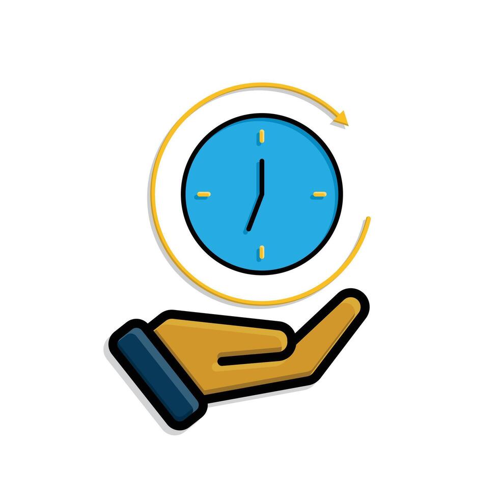 Work icon. Time tracker in hand. clock with circular progress bar. collaboration. isometric design style vector