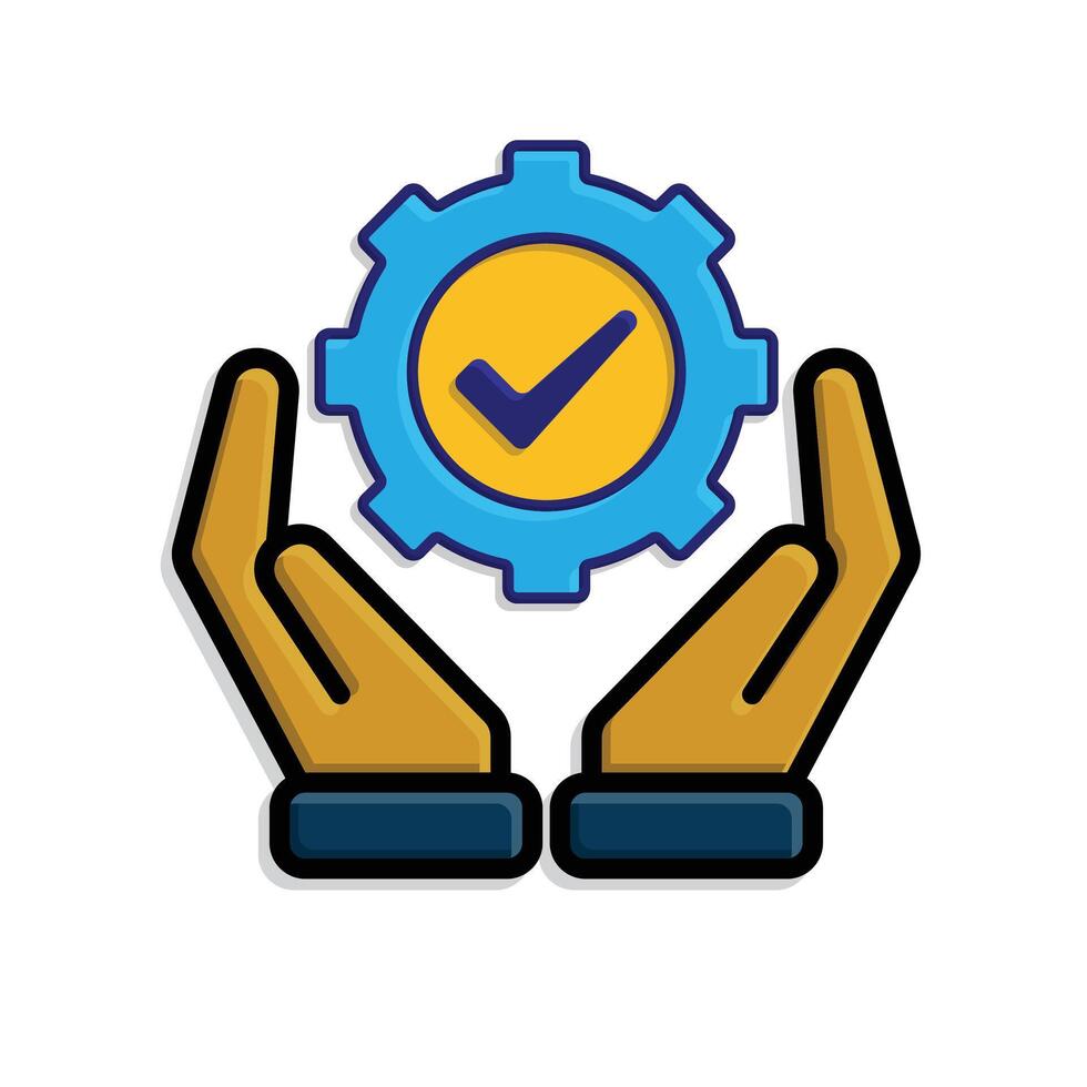ai icon. AI Personal Assistant in two hand. Task automation. Gear moving with automatic checklist. UI, education. isometric design style vector