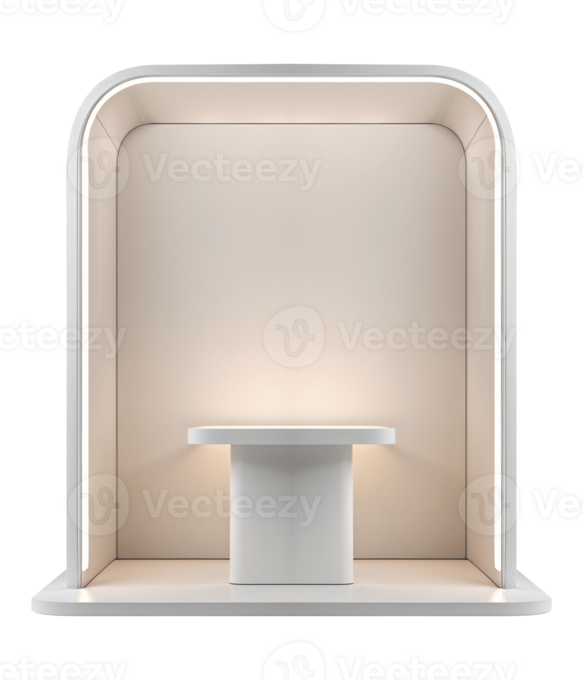 White Color Event Booth Mockup Design For Exhibition Showcase Product Background Storefront png