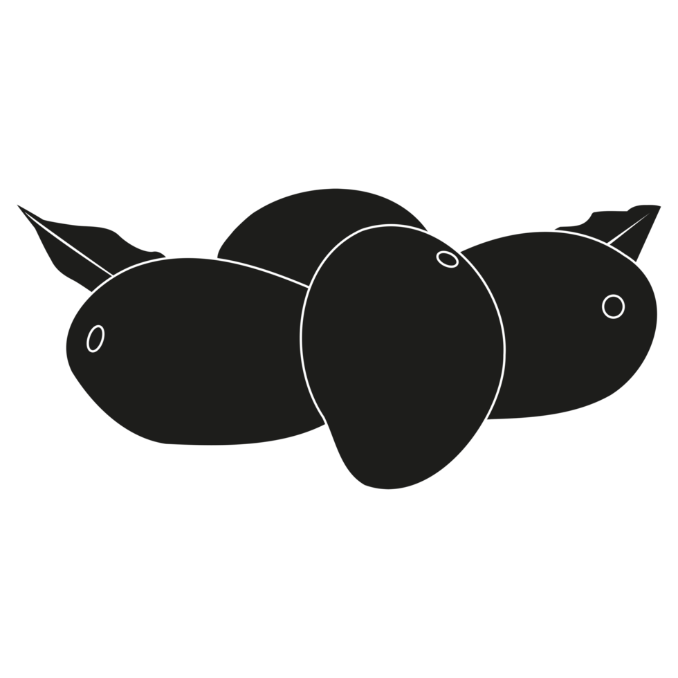 Silhouette Mango Fruit With Leaf Icon png