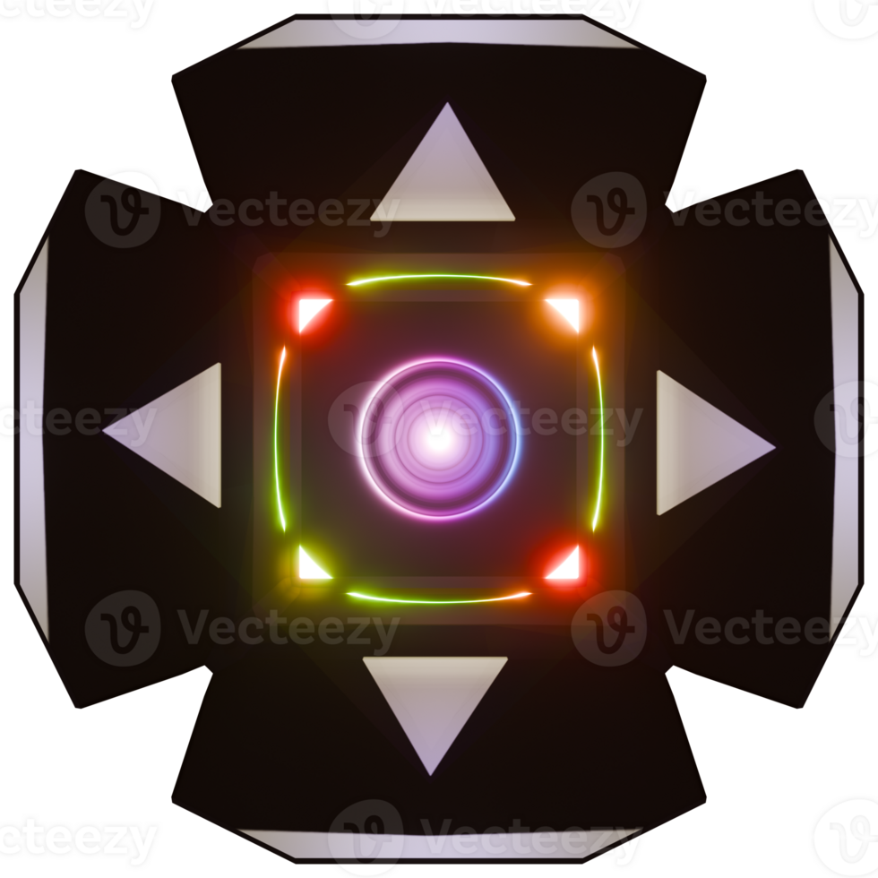 A black and white square with a colorful light in the center png