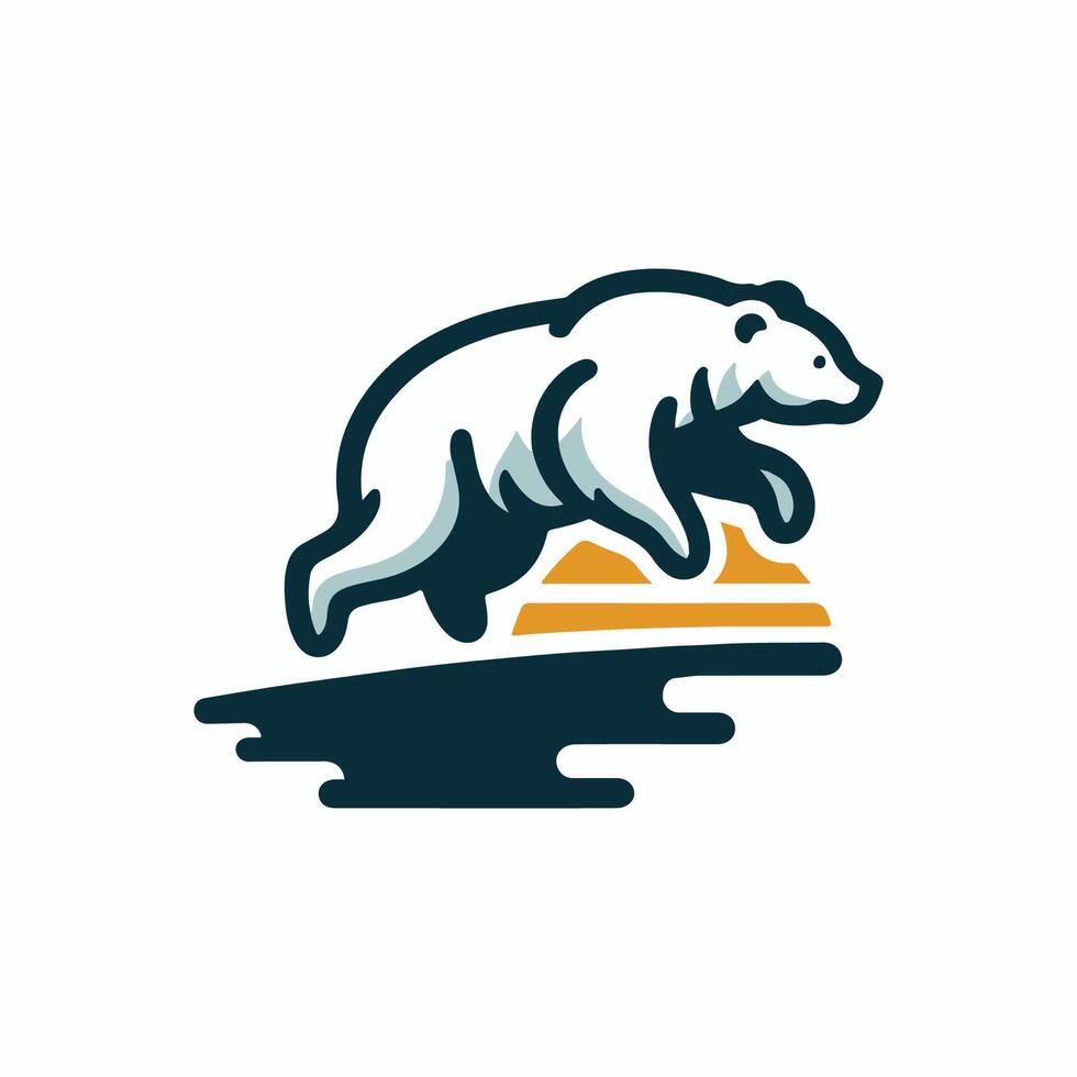 a polar bear jumping over a mountain vector