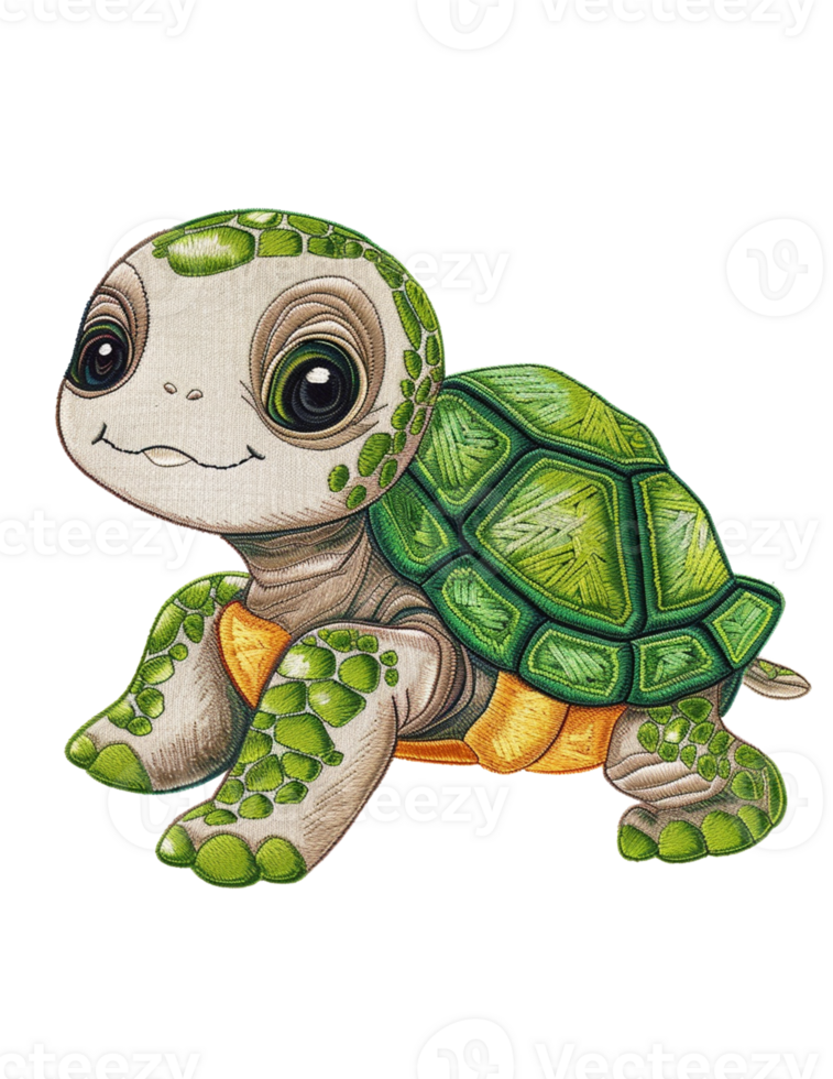 A cartoon turtle with big eyes and a green shell png