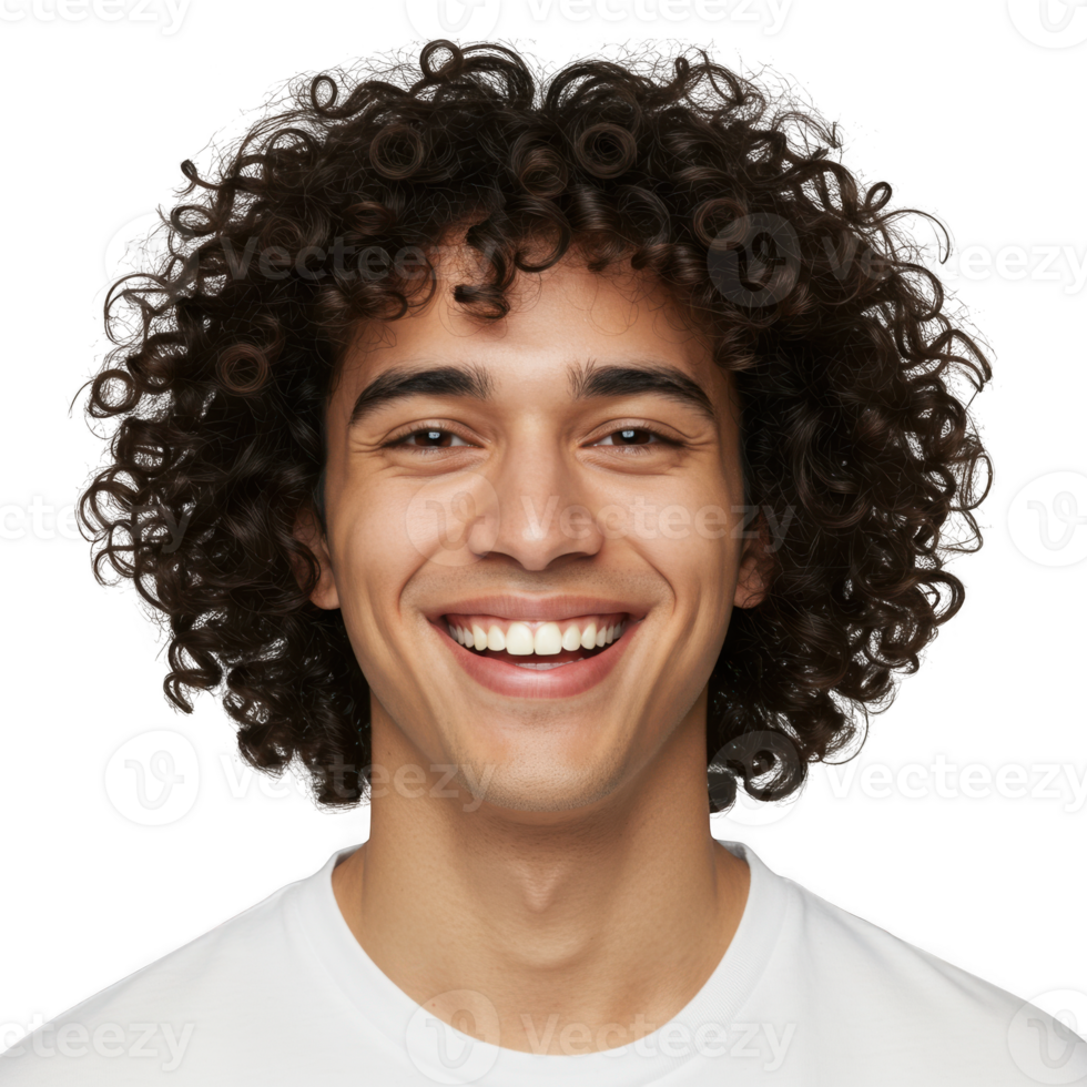 a man with curly hair smiling png