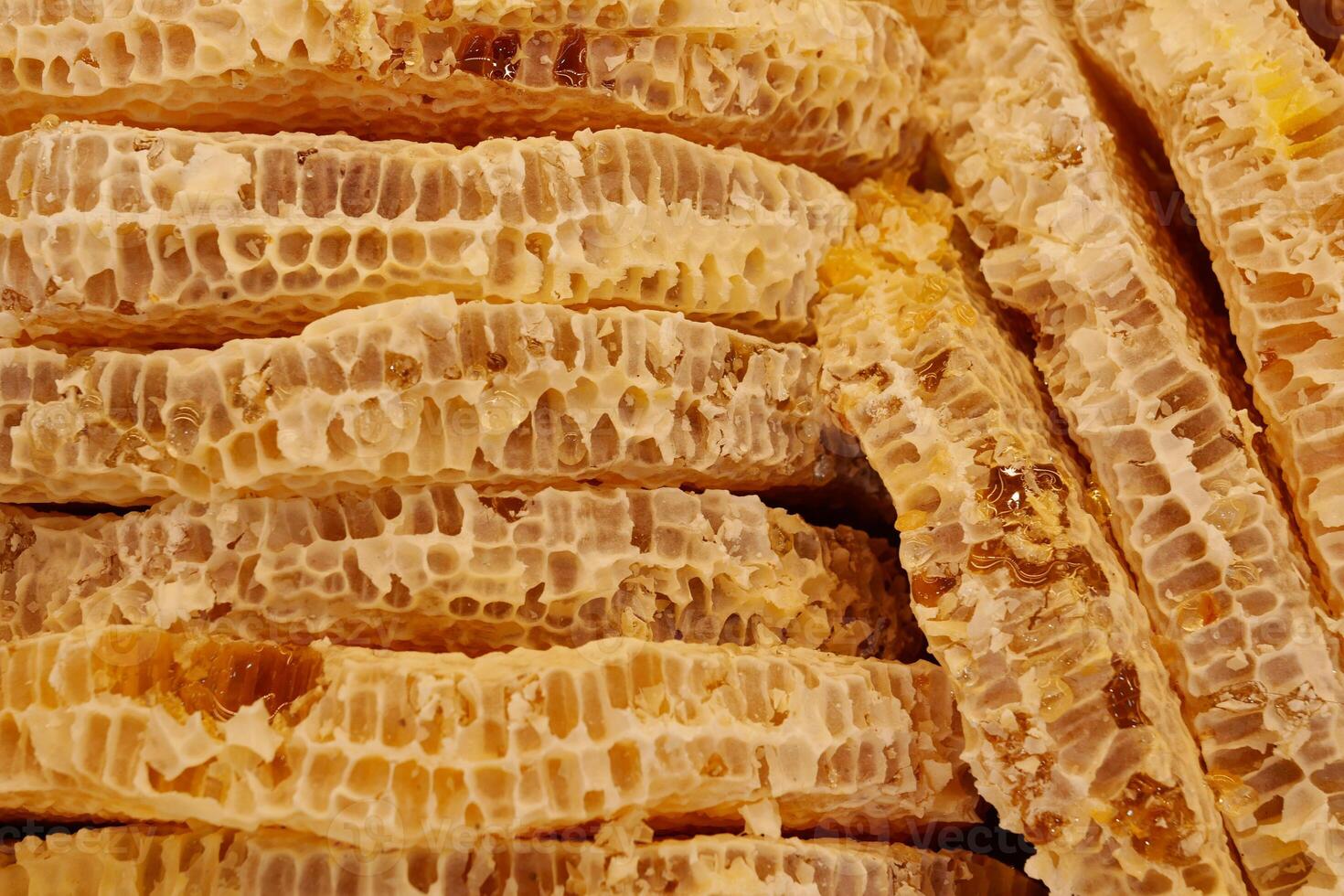 Honeycomb pieces arranged in a stack for sale photo