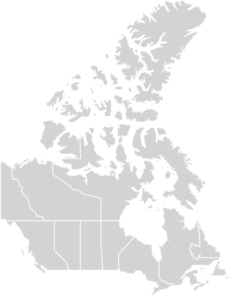Grey with White Outline Canada Map with District Borders American Country vector
