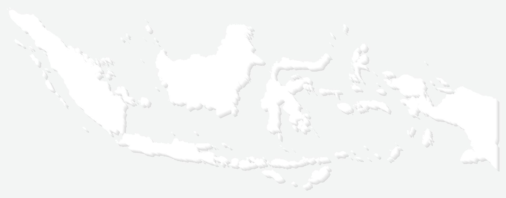3D White Silhouette Indonesian Map Asian Country vector