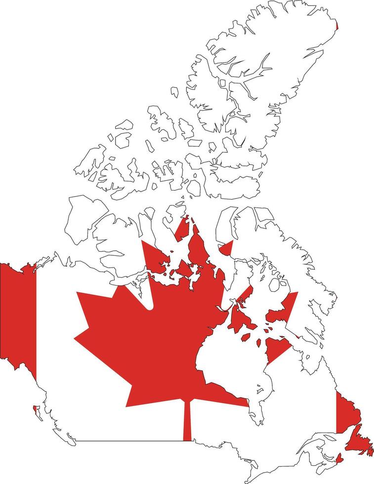 Maps of Canada with Canada Flag American Country vector