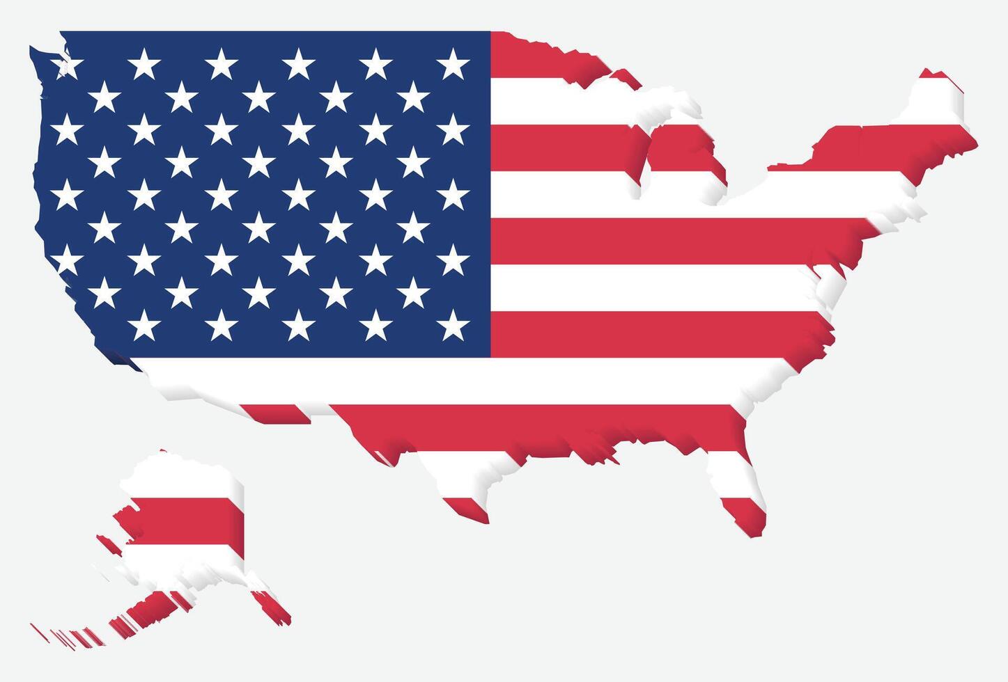 3D Maps of USA with USA Flag American Country vector