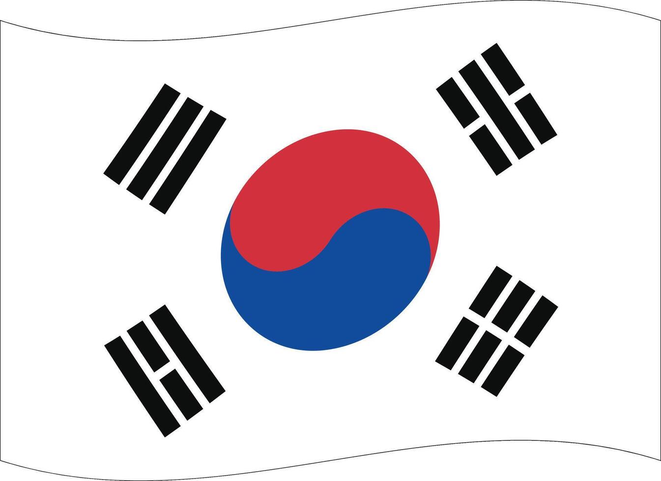 Waving Rectangle South Korea Flag Asian Country vector