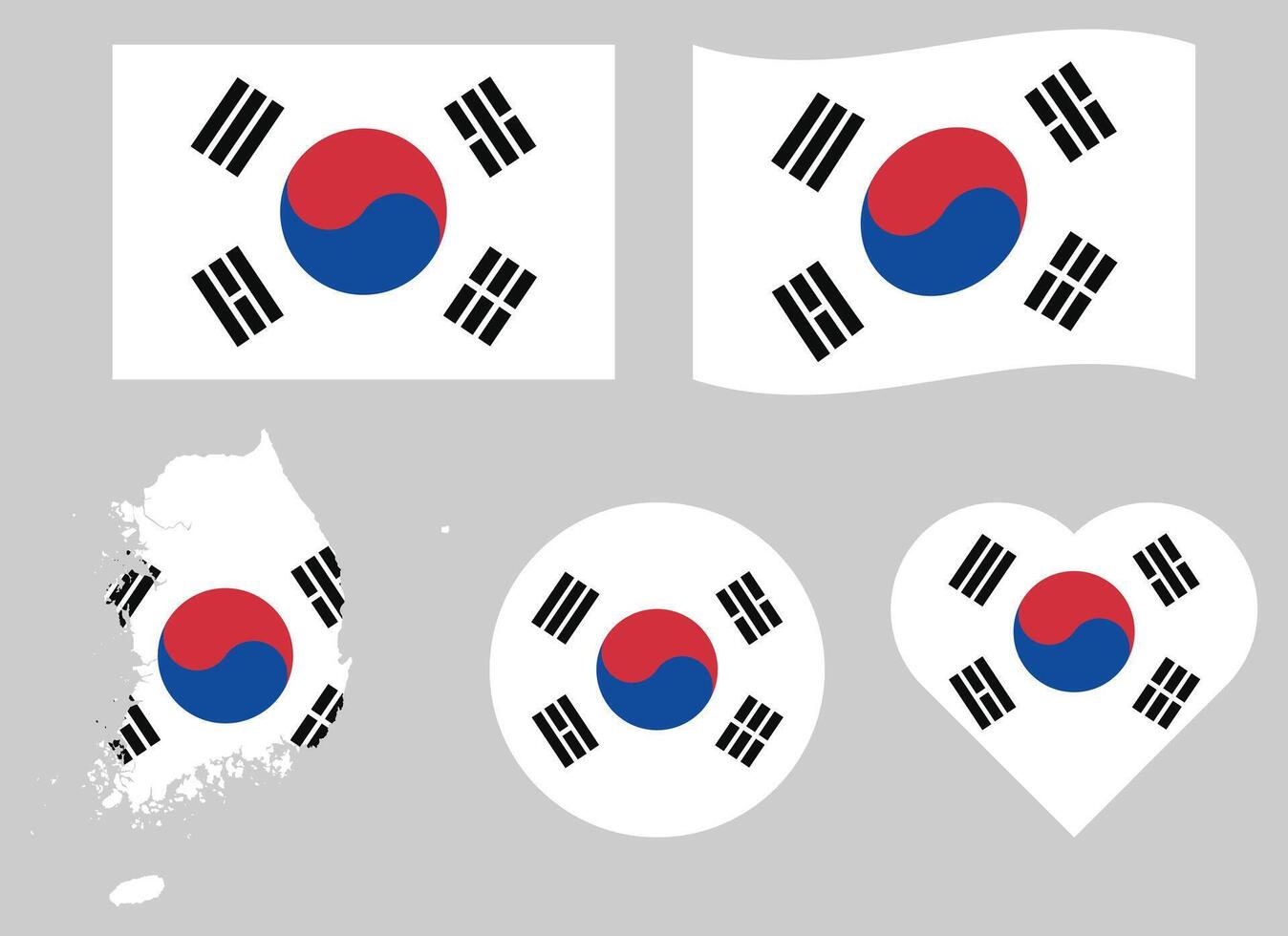 Collection of South Korea Flags Asian Country vector