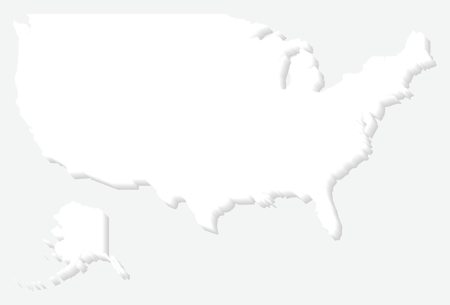 3D White Silhouette USA Map American Country vector
