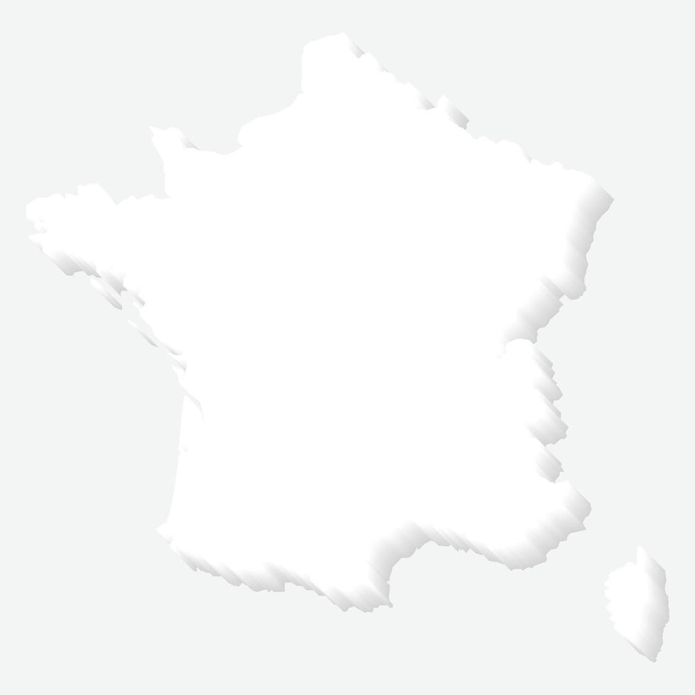 3D White Silhouette France Map Europe Country vector