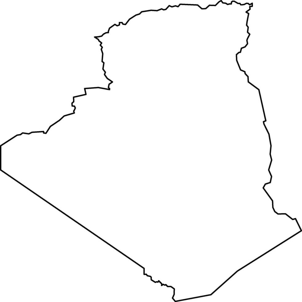 Black Outline Algeria Map African Country vector