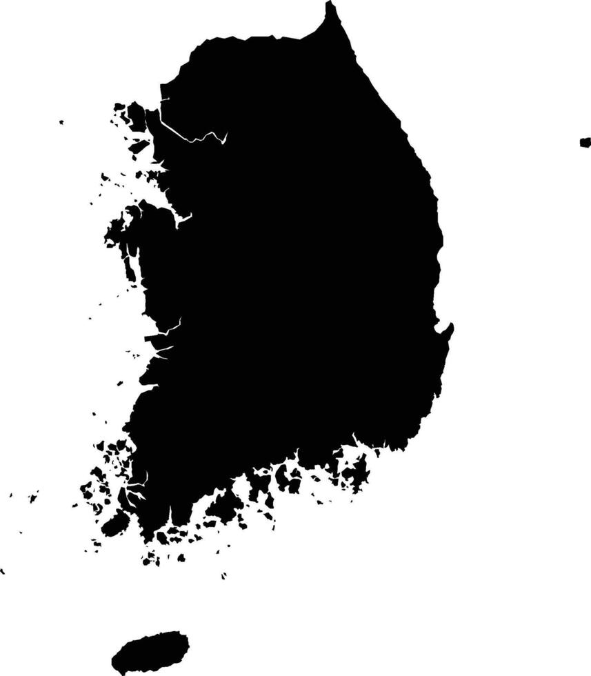 Black Silhouette South Korea Map Asian Country vector