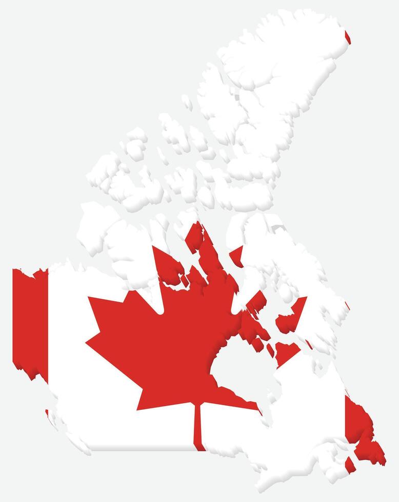3D Maps of Canada with Canada Flag American Country vector